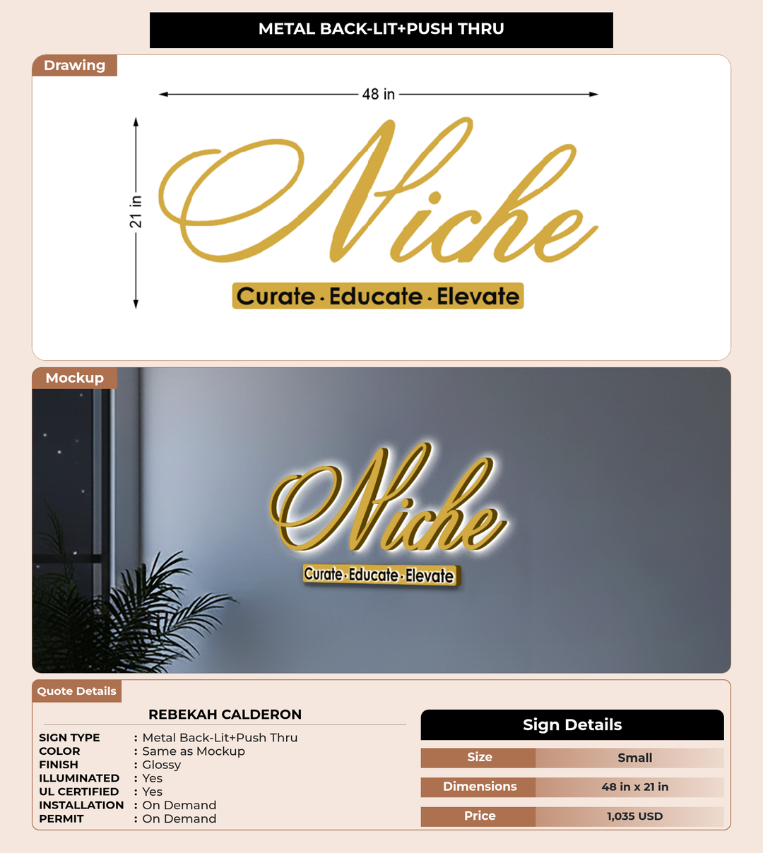 CUSTOM MOCKUP SIGN FOR Rebekah Calderon