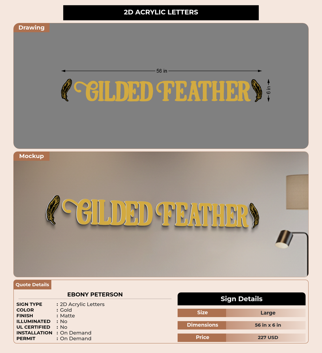 CUSTOM MOCKUP SIGN FOR Ebony Peterson