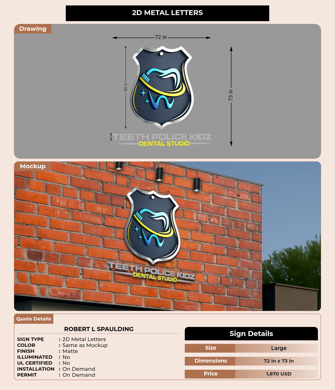 CUSTOM MOCKUP SIGN FOR Robert L Spaulding