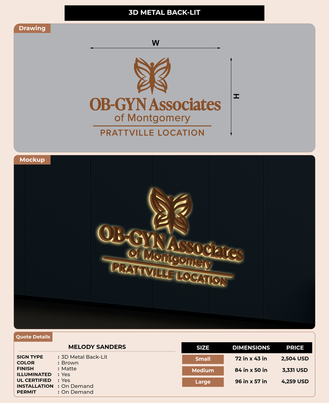 CUSTOM MOCKUP SIGN FOR Melody Sanders