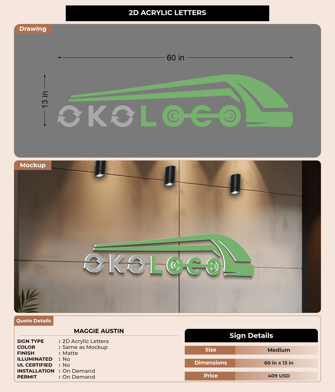 CUSTOM MOCKUP SIGN FOR Maggie Austin