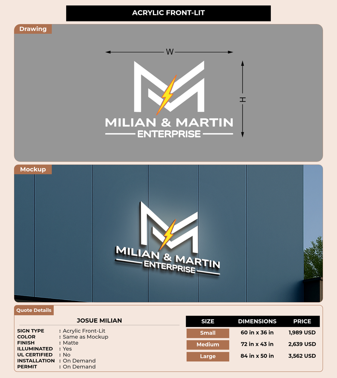 CUSTOM MOCKUP SIGN FOR Josue milian