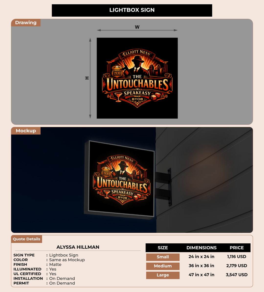 CUSTOM MOCKUP SIGN FOR Alyssa Hillman