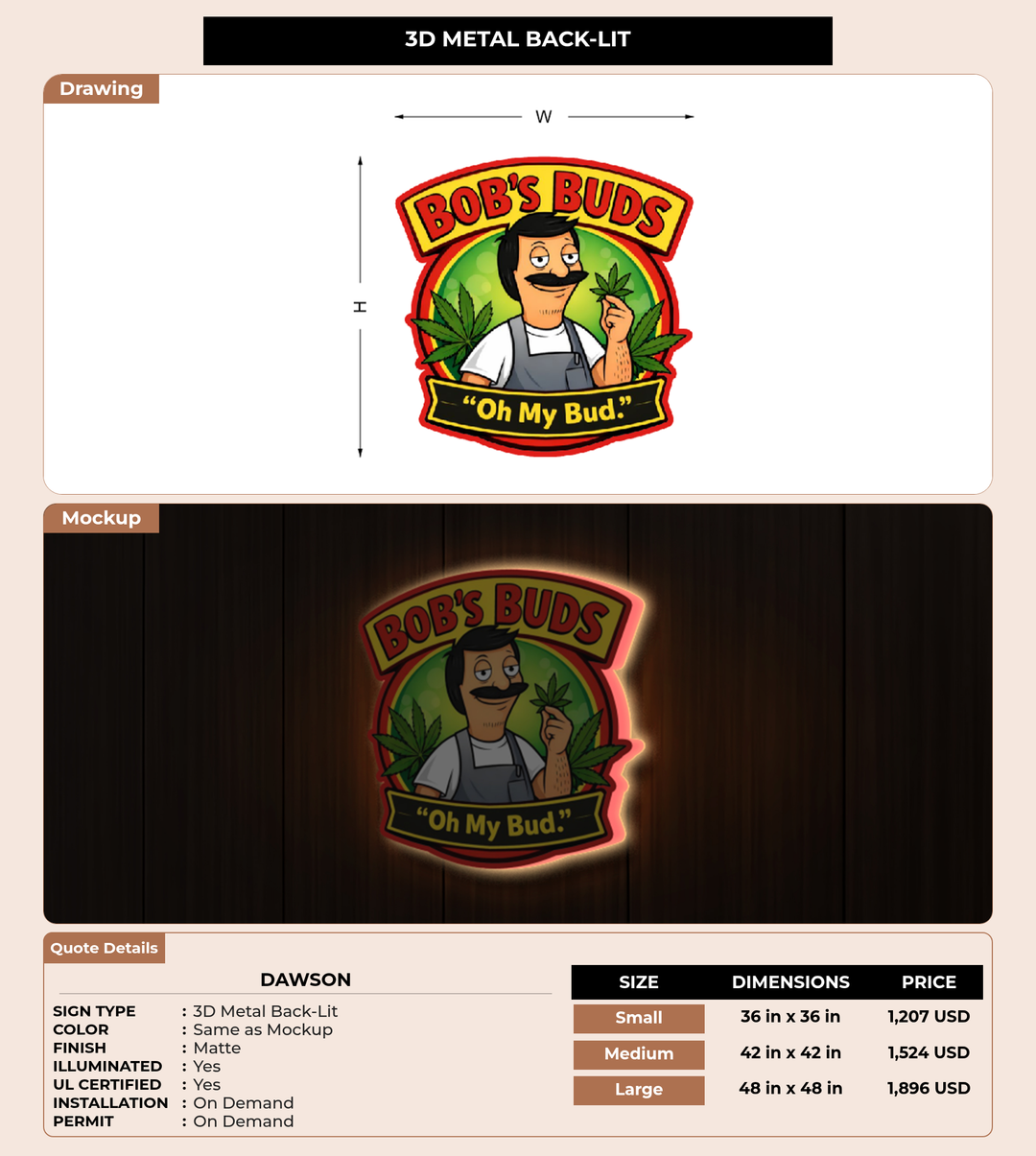 CUSTOM MOCKUP SIGN FOR Dawson