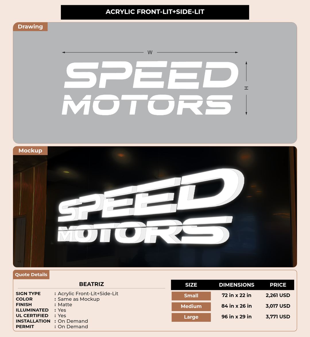CUSTOM MOCKUP SIGN FOR Beatriz