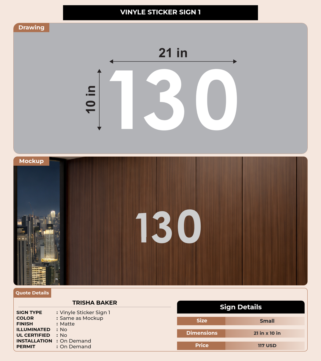 CUSTOM MOCKUP SIGN FOR Trisha Baker