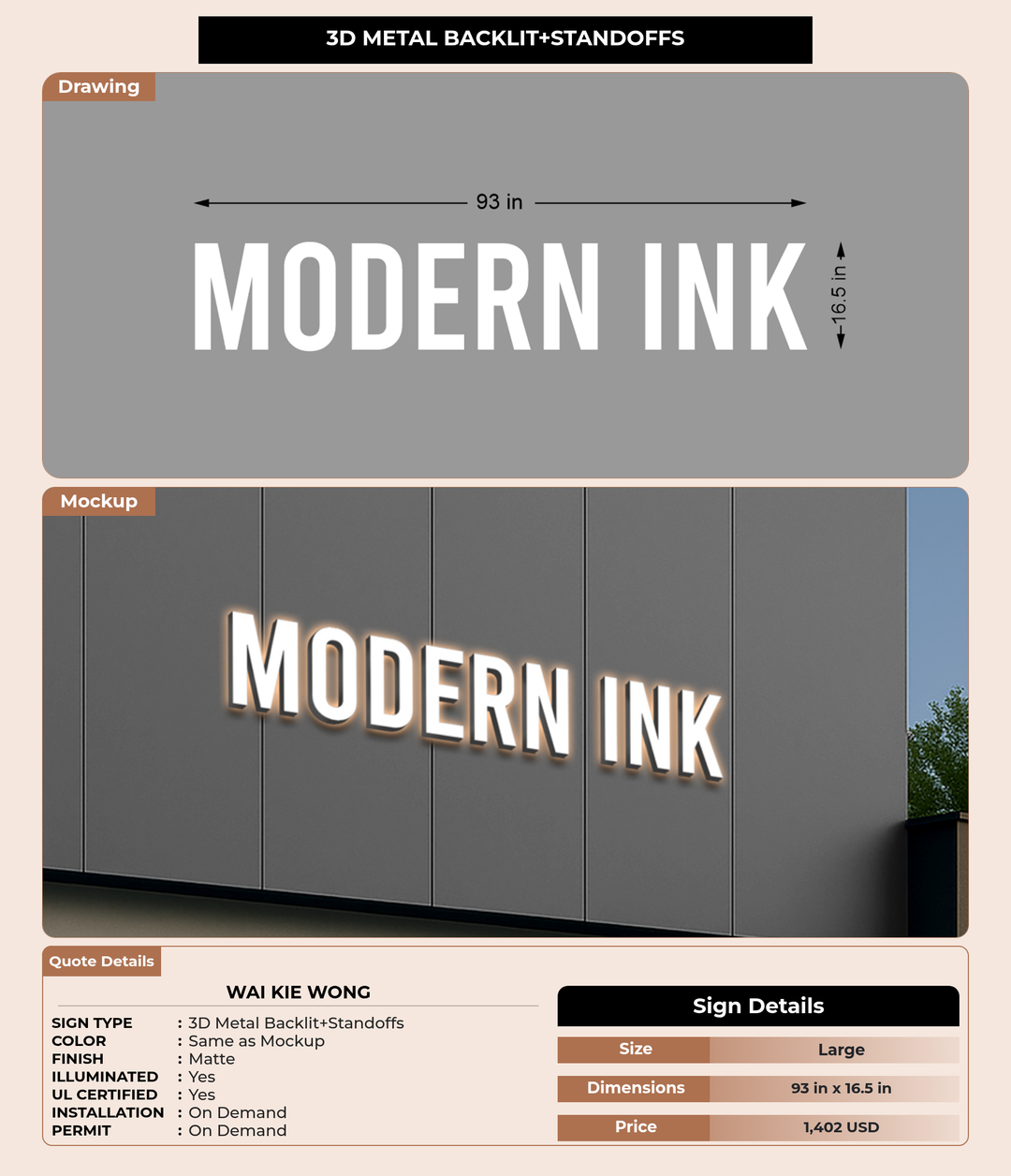 CUSTOM MOCKUP SIGN FOR Wai Kie Wong