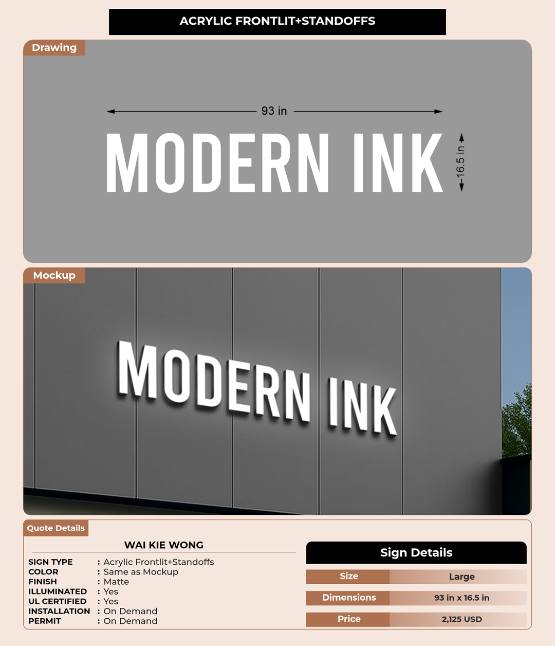 CUSTOM MOCKUP SIGN FOR Wai Kie Wong