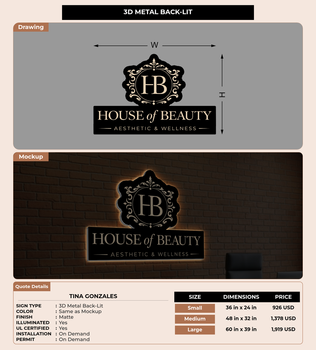 CUSTOM MOCKUP SIGN FOR Tina Gonzales