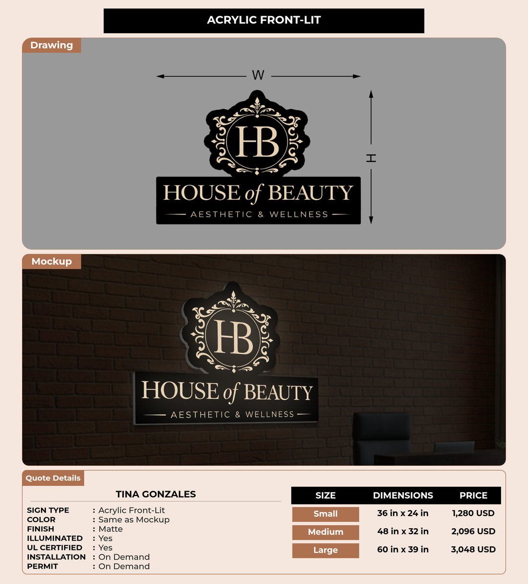CUSTOM MOCKUP SIGN FOR Tina Gonzales