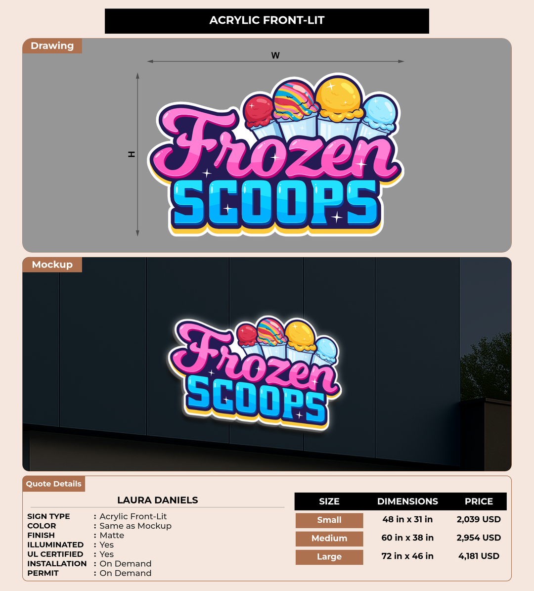 CUSTOM MOCKUP SIGN FOR Laura Daniels