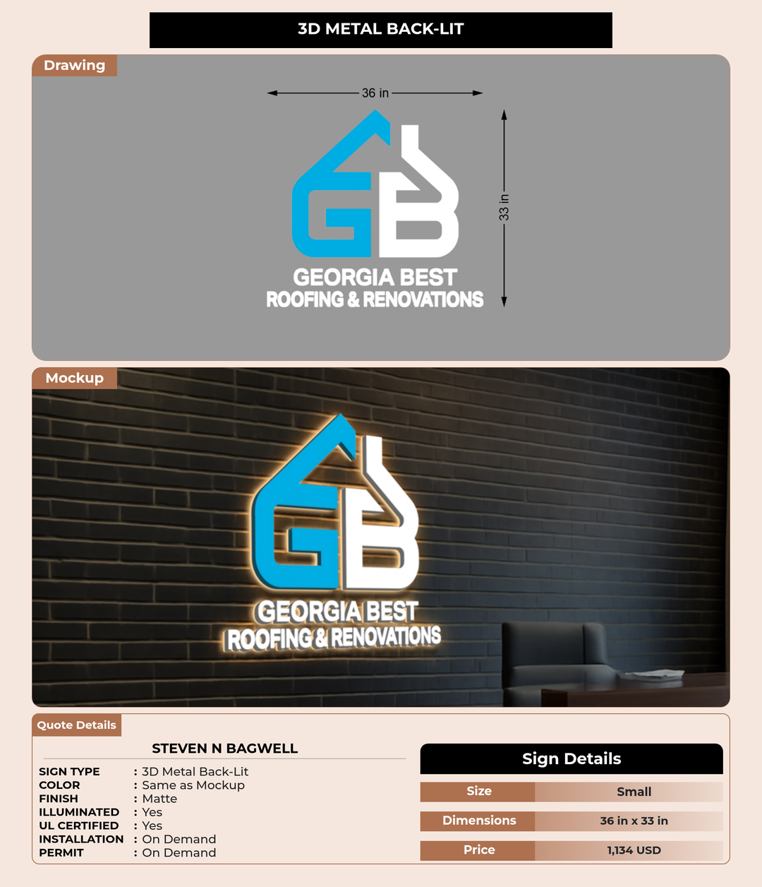 CUSTOM MOCKUP SIGN FOR STEVEN N BAGWELL