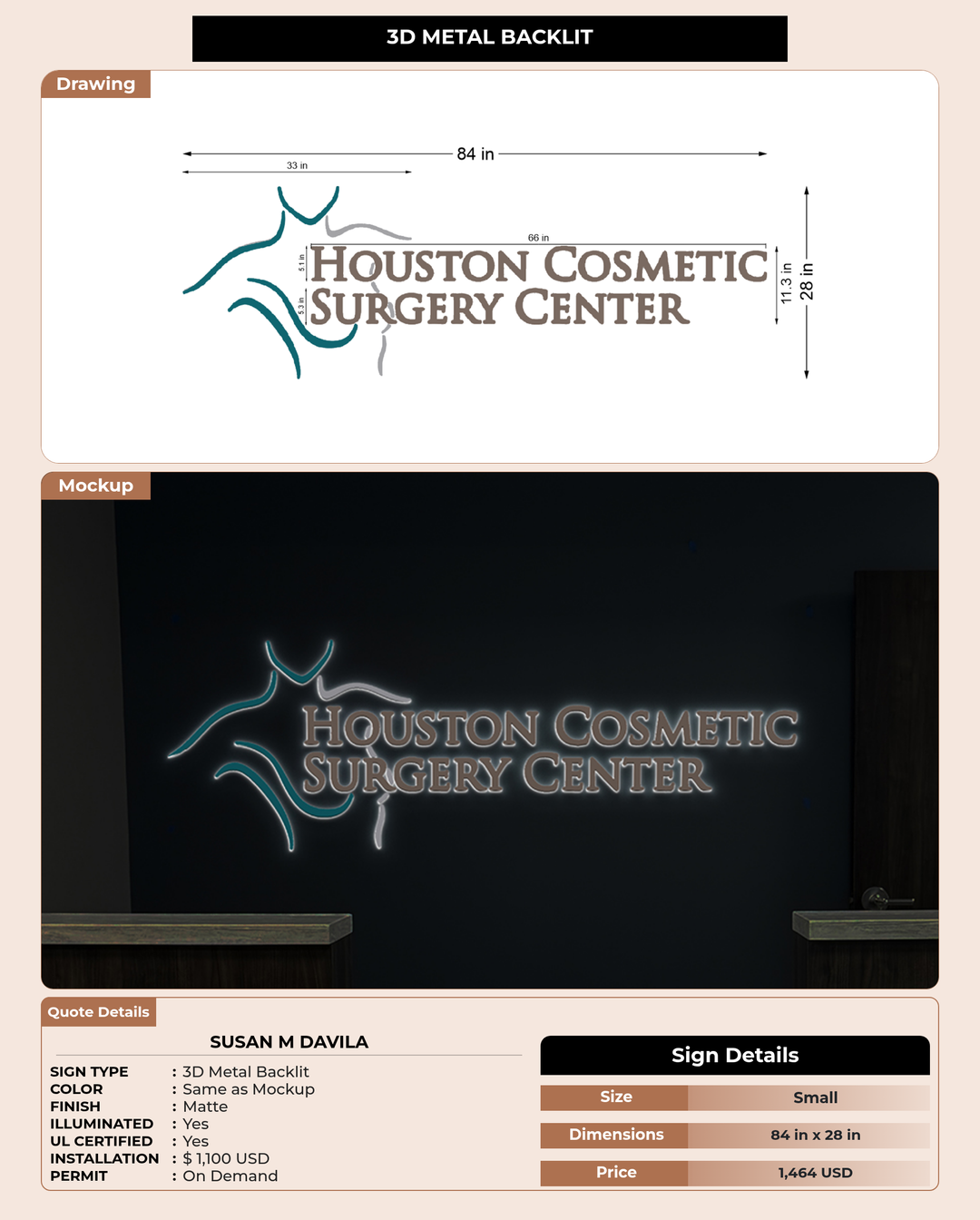 CUSTOM MOCKUP SIGN FOR Susan M Davila