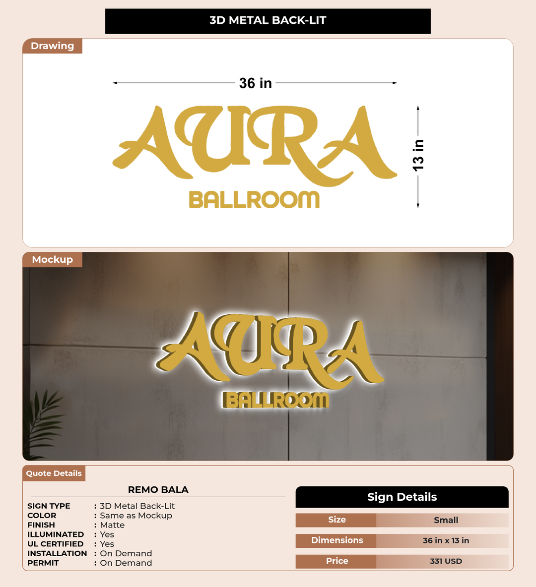 CUSTOM MOCKUP SIGN FOR Remo Bala