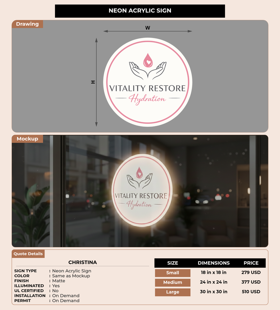 CUSTOM MOCKUP SIGN FOR Christina