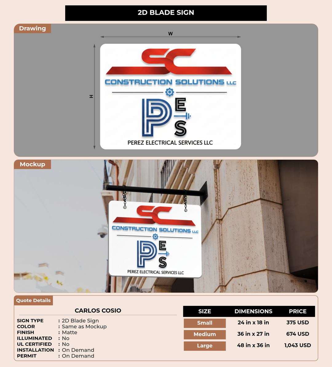 CUSTOM MOCKUP SIGN FOR Carlos Cosio