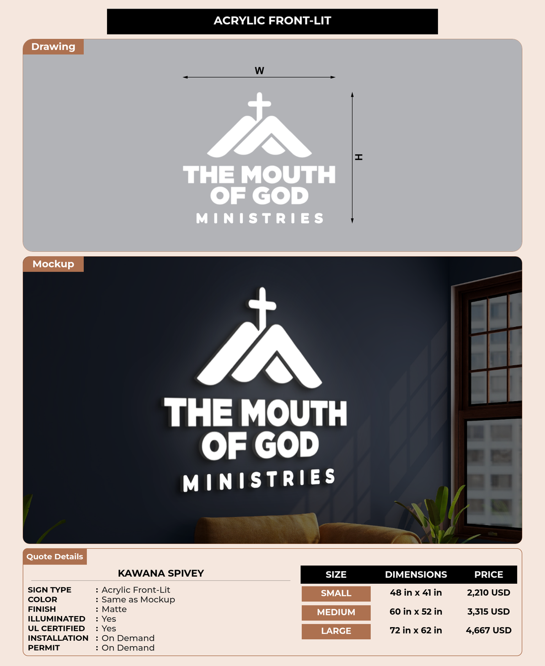CUSTOM MOCKUP SIGN FOR Kawana Spivey