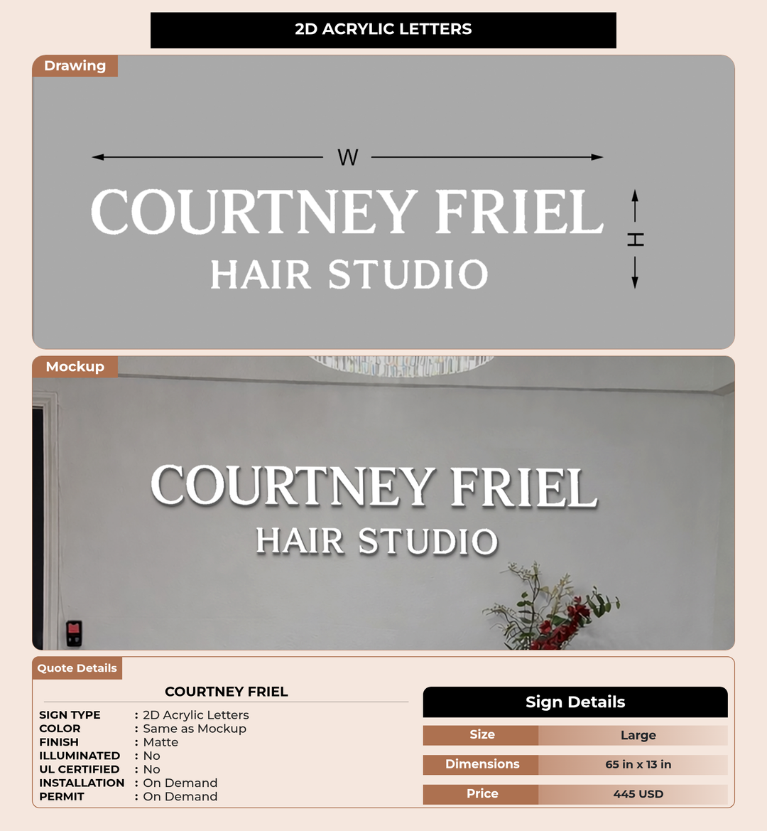 CUSTOM MOCKUP SIGN FOR Courtney Friel