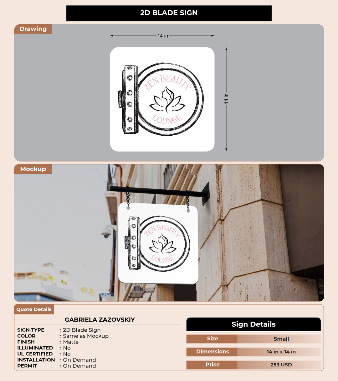 CUSTOM MOCKUP SIGN FOR Gabriela Zazovskiy