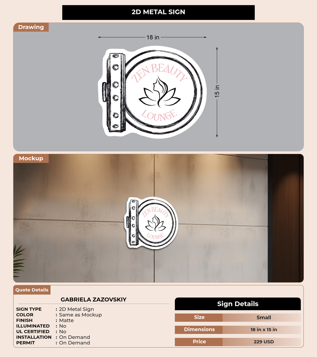 CUSTOM MOCKUP SIGN FOR Gabriela Zazovskiy