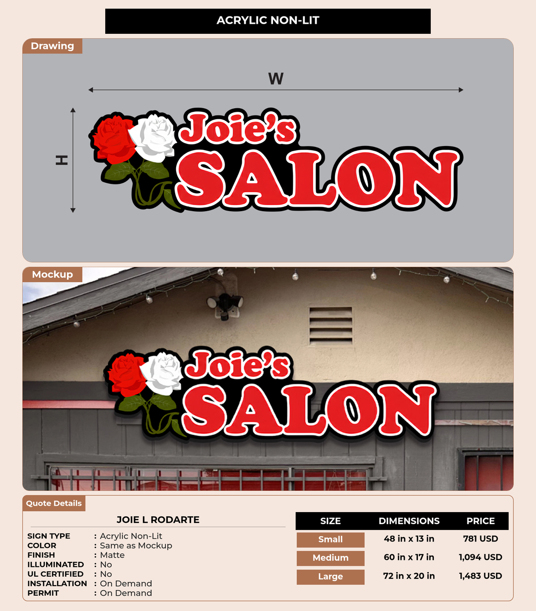 CUSTOM MOCKUP SIGN FOR Joie L Rodarte