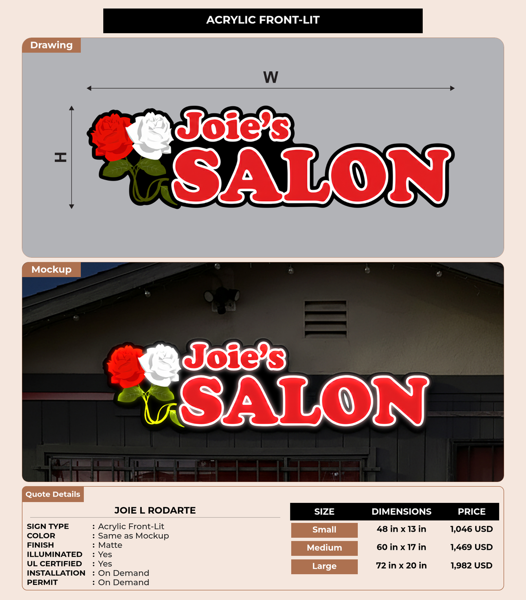 CUSTOM MOCKUP SIGN FOR Joie L Rodarte