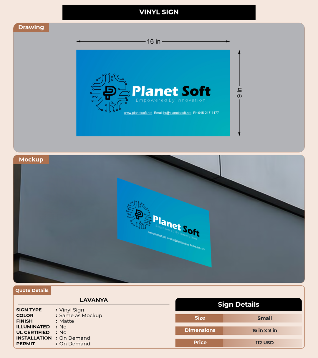 CUSTOM MOCKUP SIGN FOR Lavanya