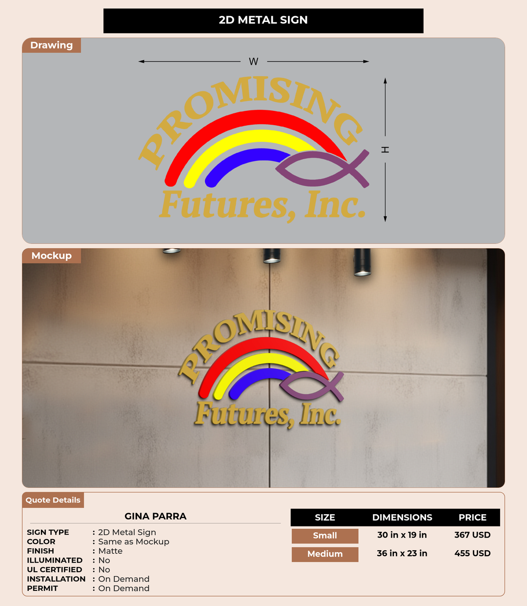 CUSTOM MOCKUP SIGN FOR Gina Parra