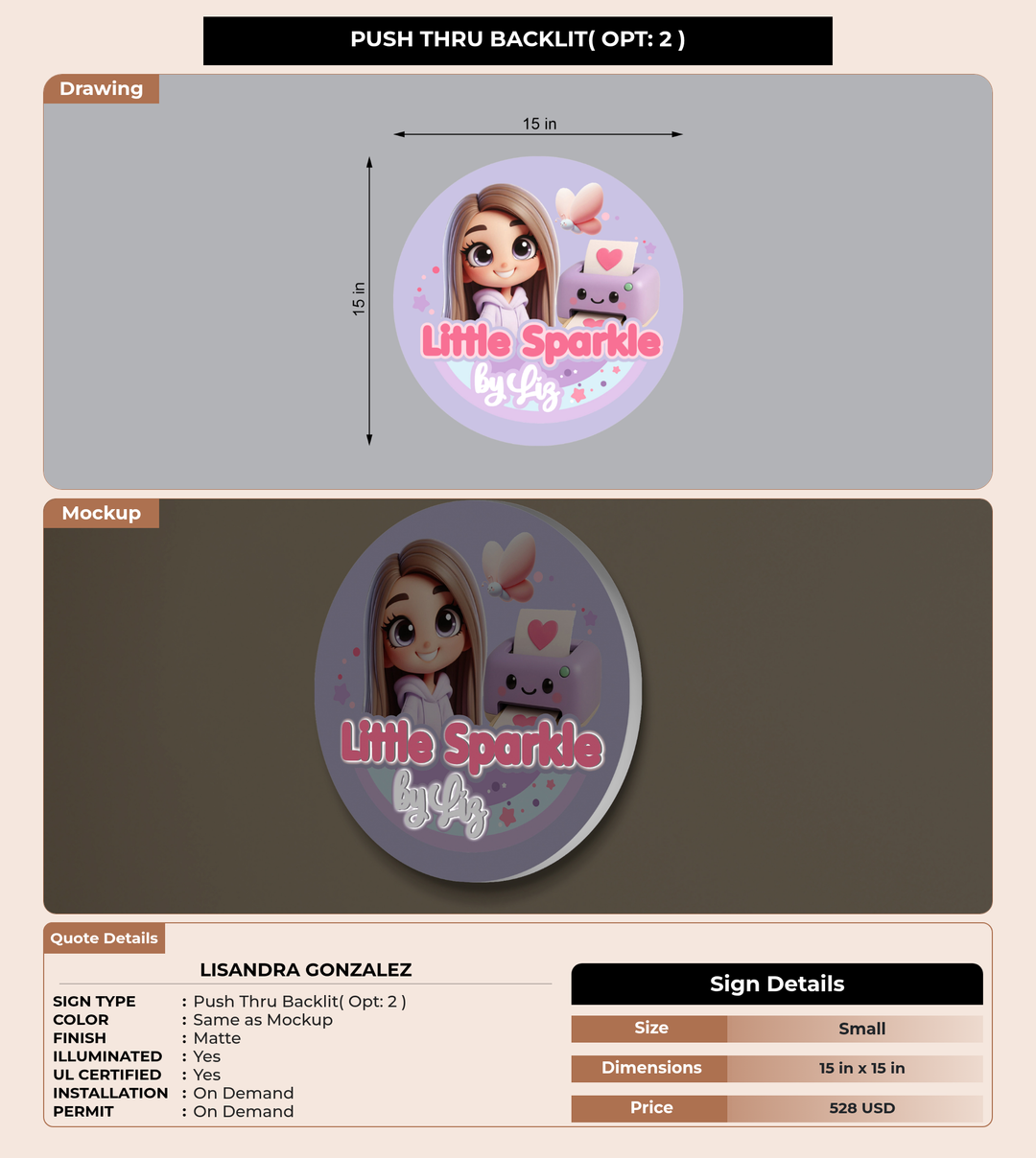 CUSTOM MOCKUP SIGN FOR LISANDRA GONZALEZ