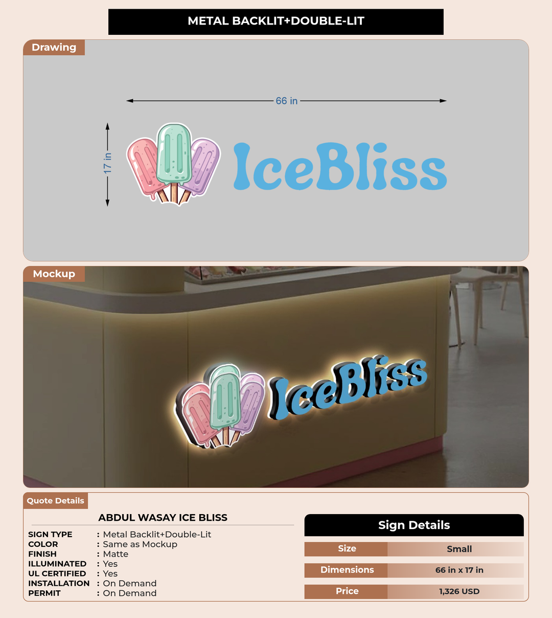 CUSTOM MOCKUP SIGN FOR Abdul Wasay Ice Bliss