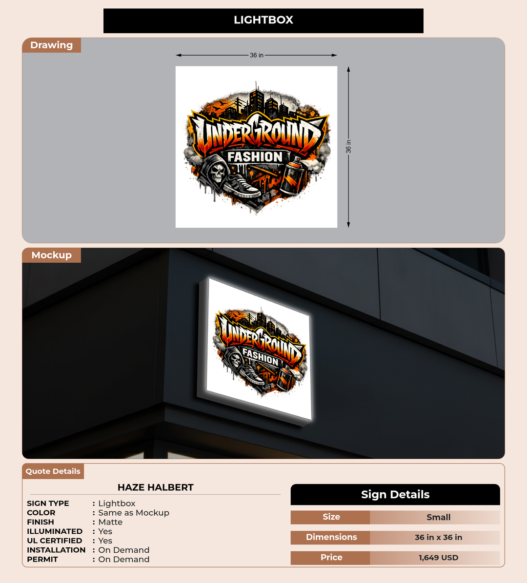 CUSTOM MOCKUP SIGN FOR Haze Halbert