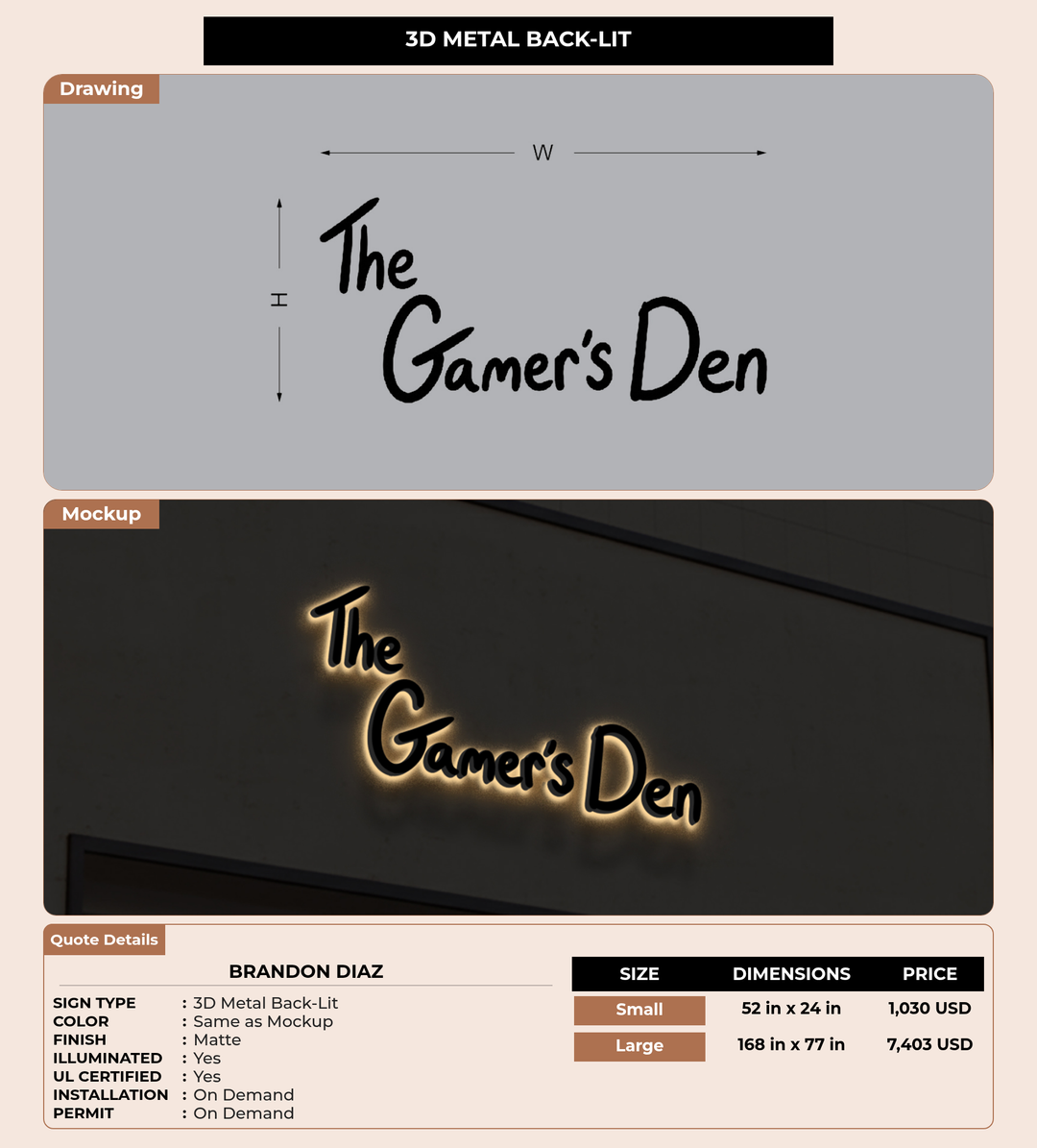 CUSTOM MOCKUP SIGN FOR Brandon Diaz