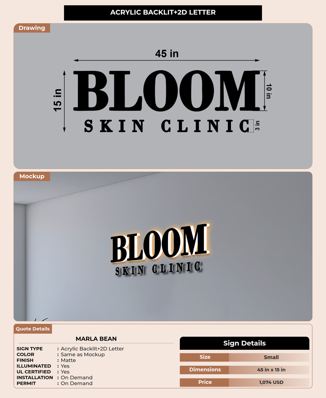 CUSTOM MOCKUP SIGN FOR Marla Bean