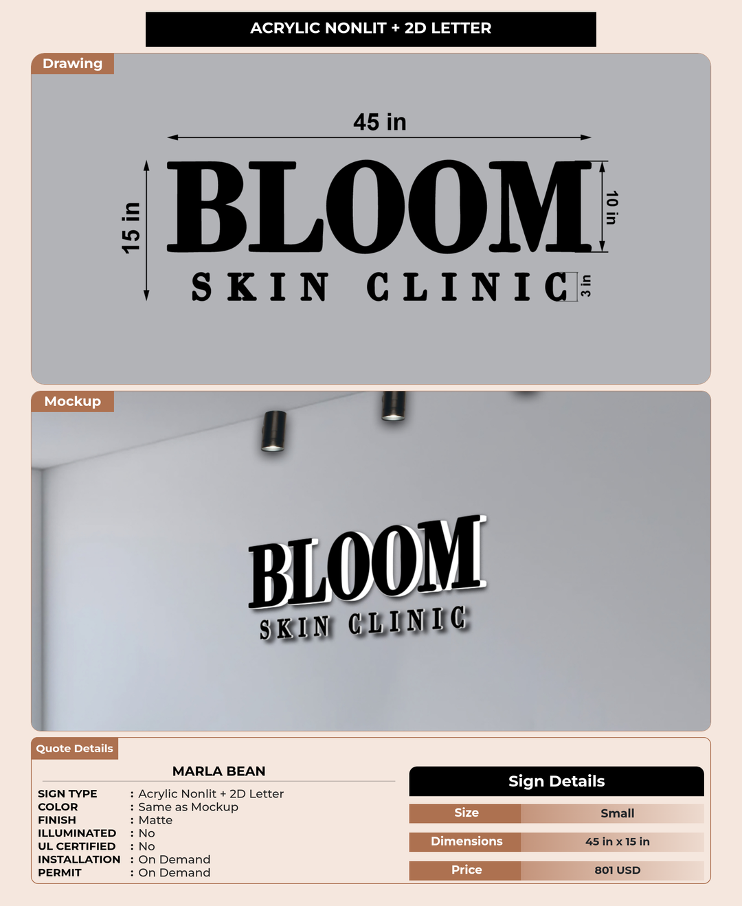 CUSTOM MOCKUP SIGN FOR Marla Bean