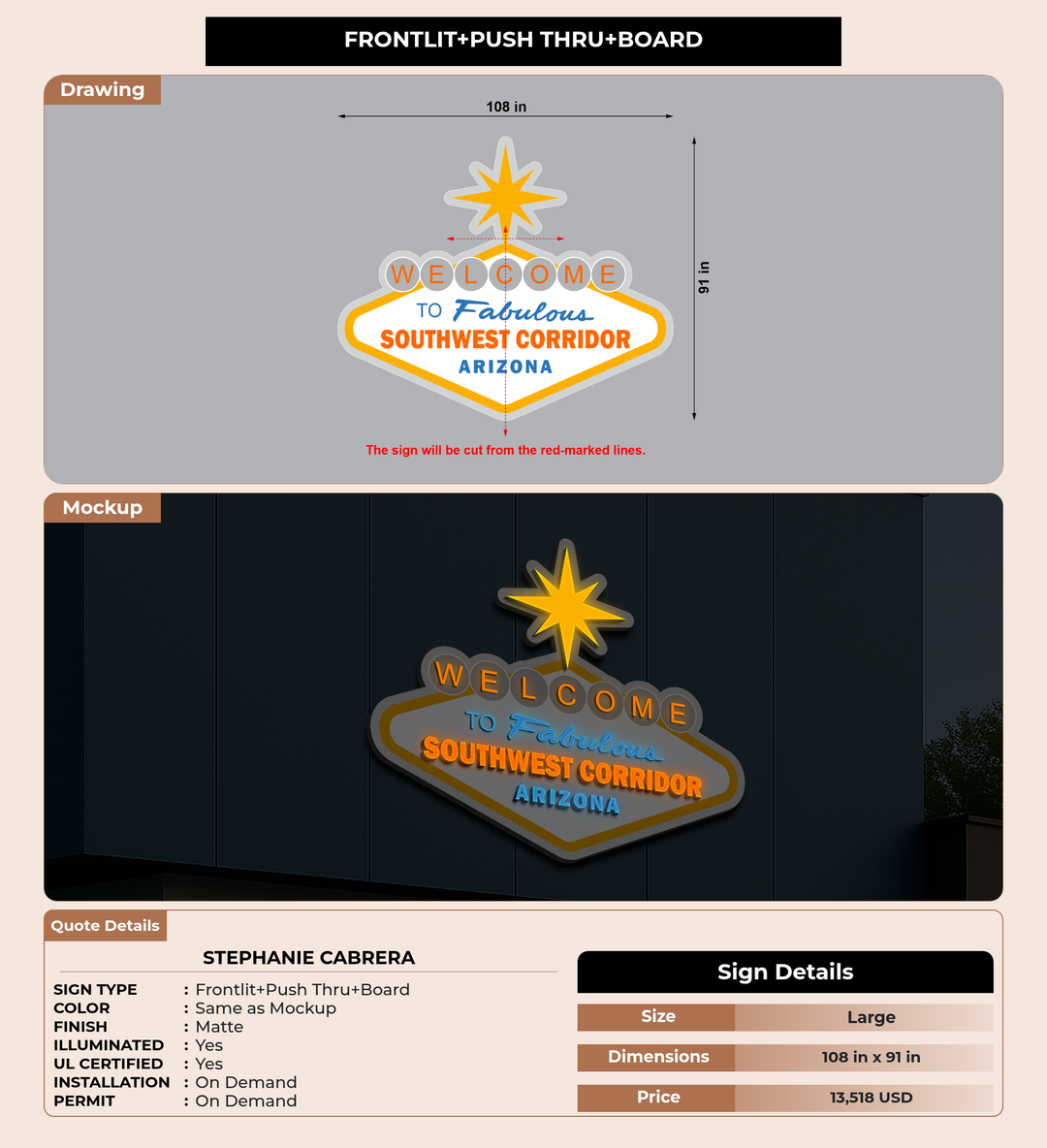 CUSTOM MOCKUP SIGN FOR Stephanie Cabrera