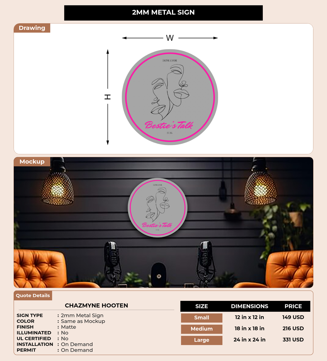 CUSTOM MOCKUP SIGN FOR Chazmyne Hooten
