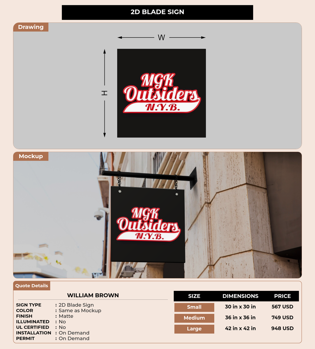 CUSTOM MOCKUP SIGN FOR william brown