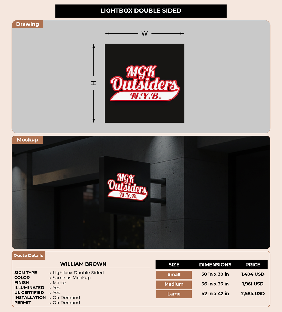 CUSTOM MOCKUP SIGN FOR william brown