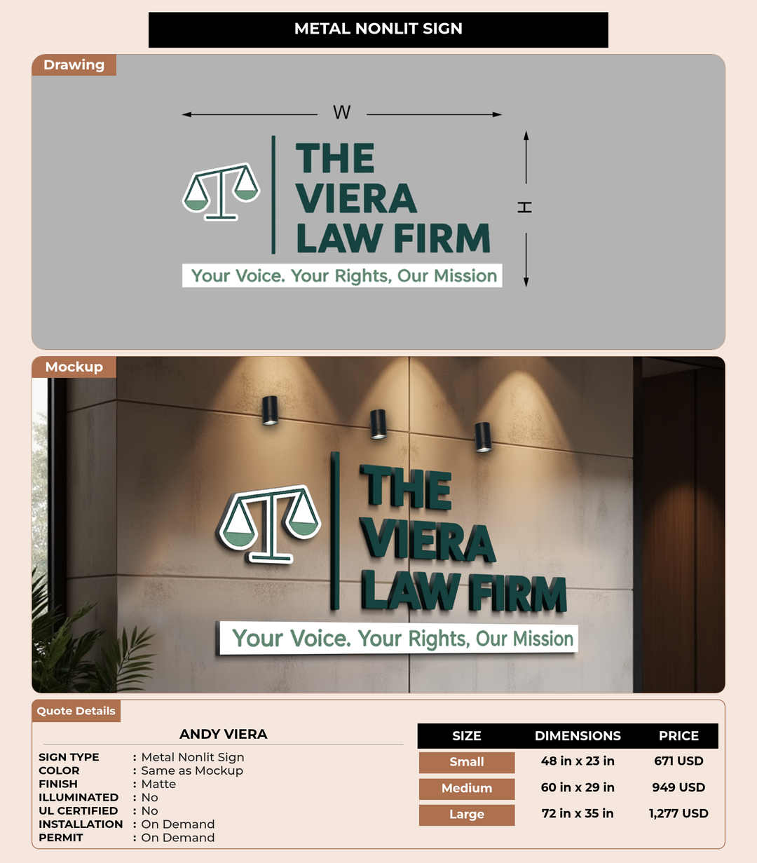 CUSTOM MOCKUP SIGN FOR Andy Viera