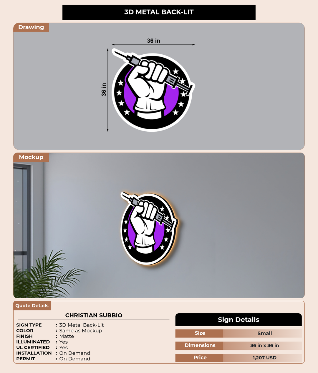 CUSTOM MOCKUP SIGN FOR Christian Subbio
