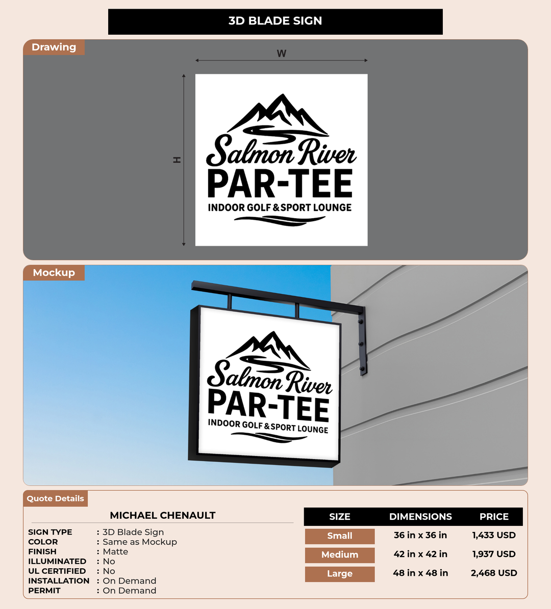 CUSTOM MOCKUP SIGN FOR Michael Chenault