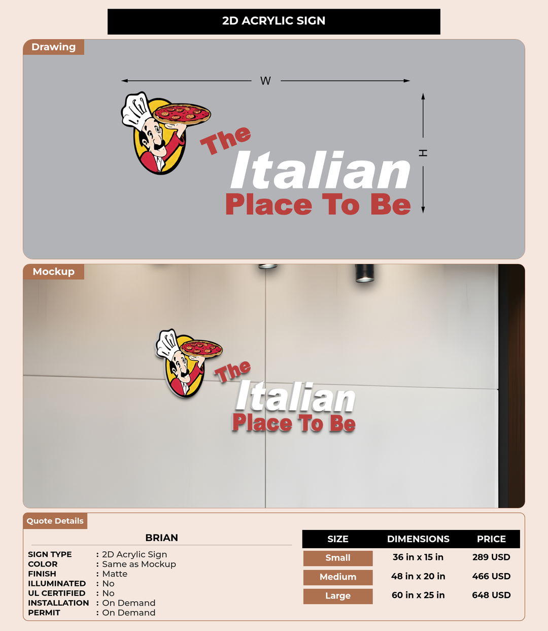 CUSTOM MOCKUP SIGN FOR Brian