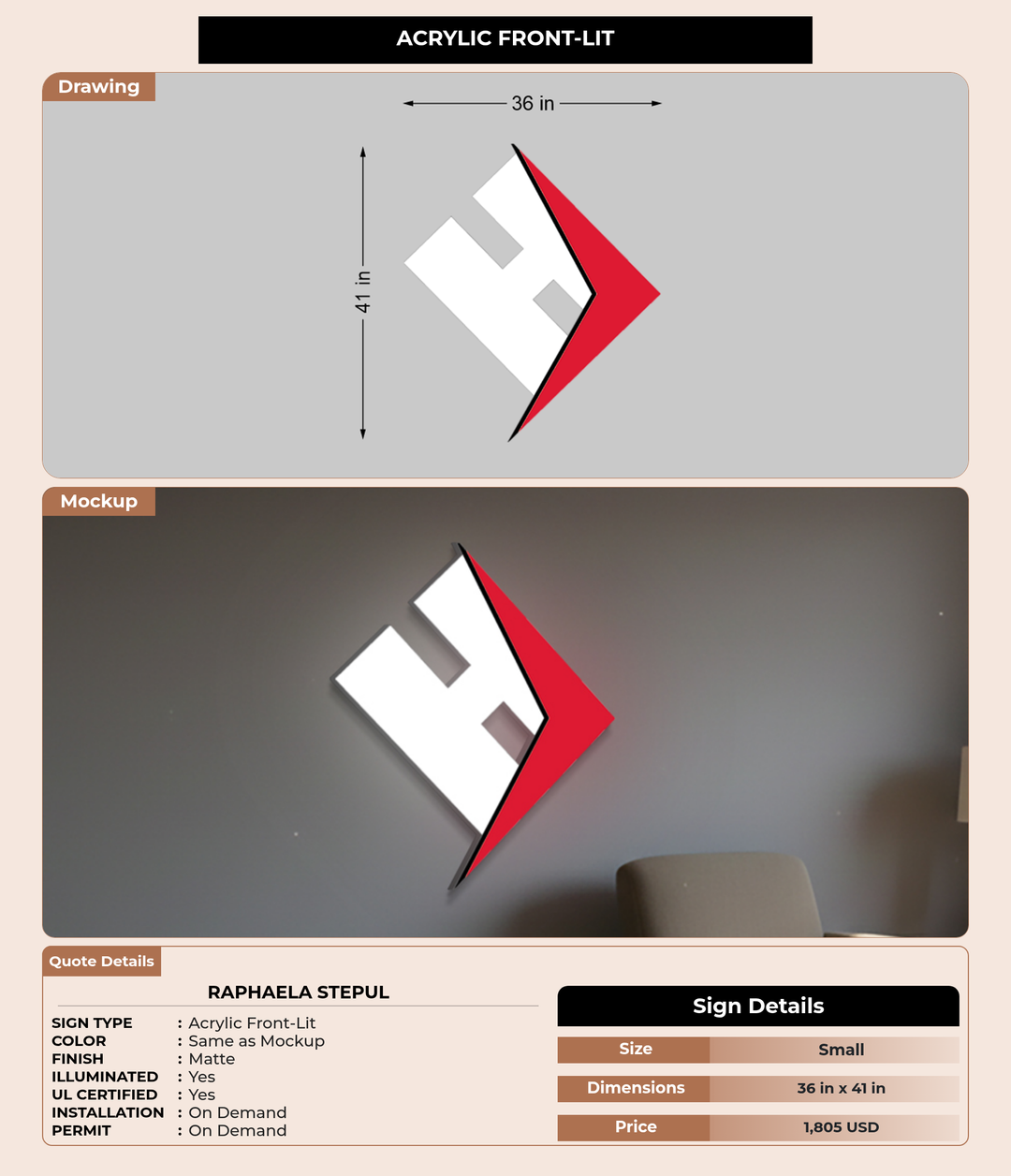 CUSTOM MOCKUP SIGN FOR Raphaela Stepul