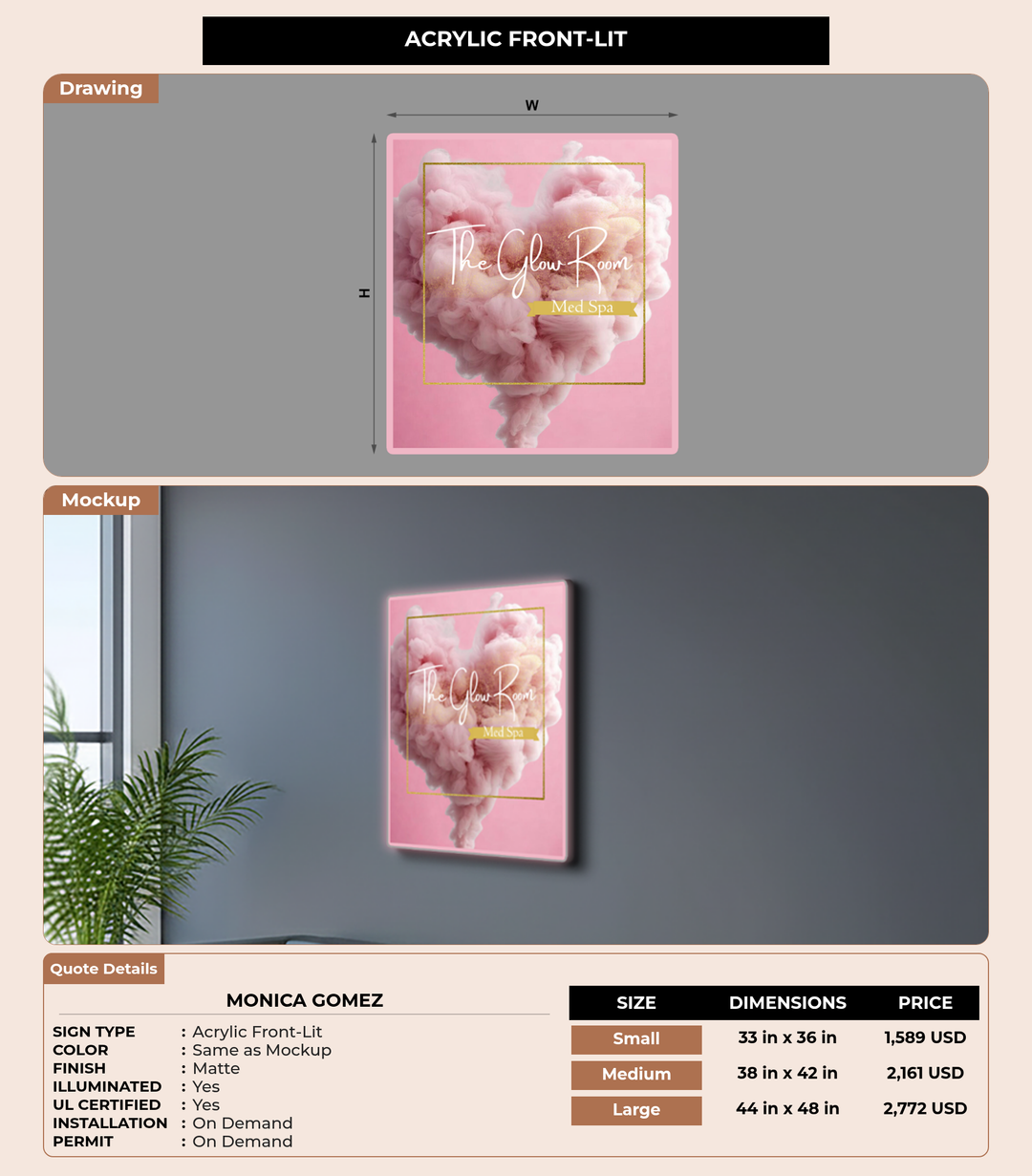 CUSTOM MOCKUP SIGN FOR Monica Gomez