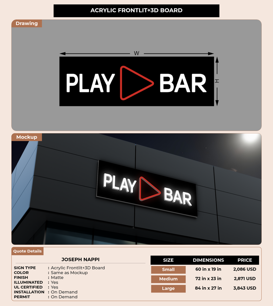 CUSTOM MOCKUP SIGN FOR Joseph Nappi