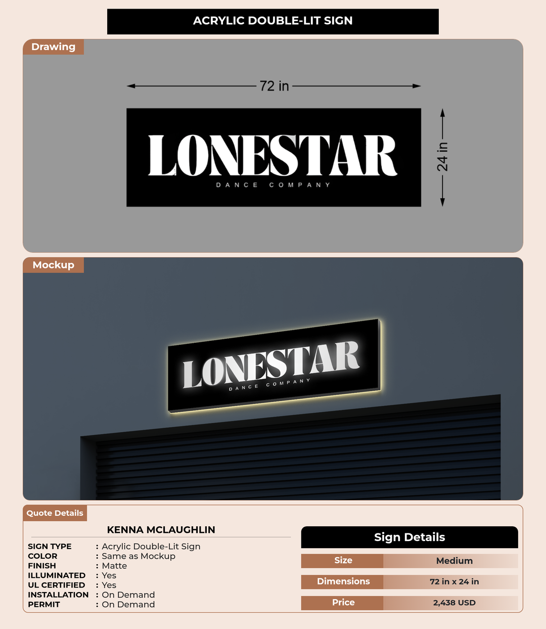 CUSTOM MOCKUP SIGN FOR Kenna Mclaughlin