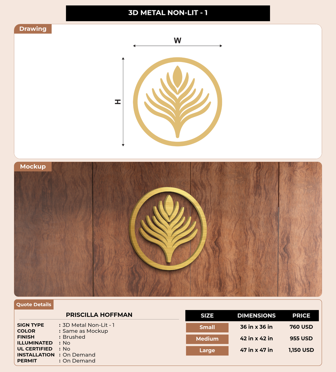 CUSTOM MOCKUP SIGN FOR Priscilla Hoffman