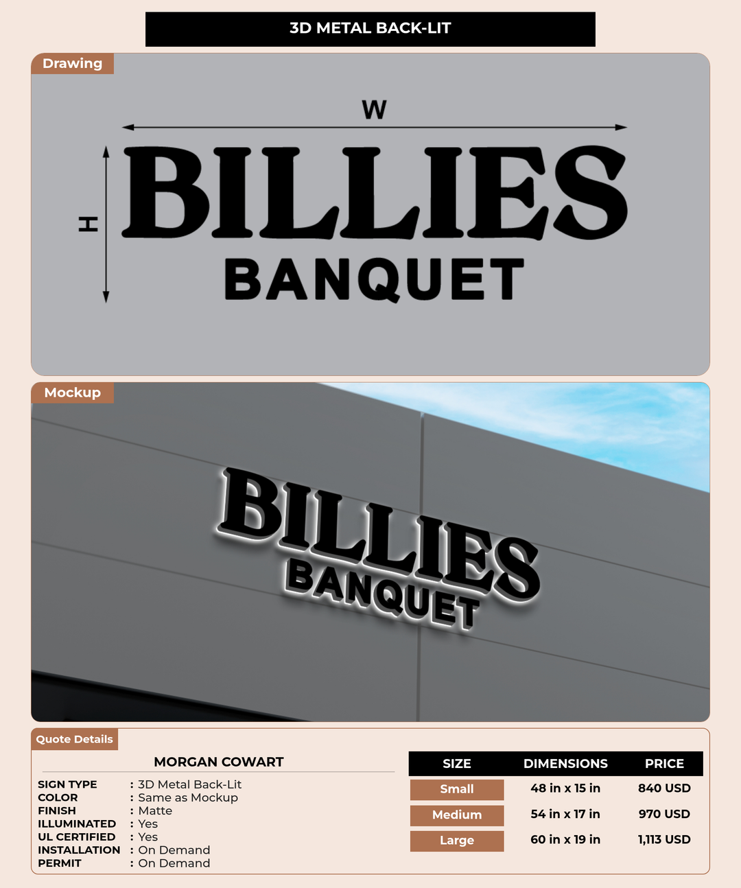 CUSTOM MOCKUP SIGN FOR Morgan Cowart