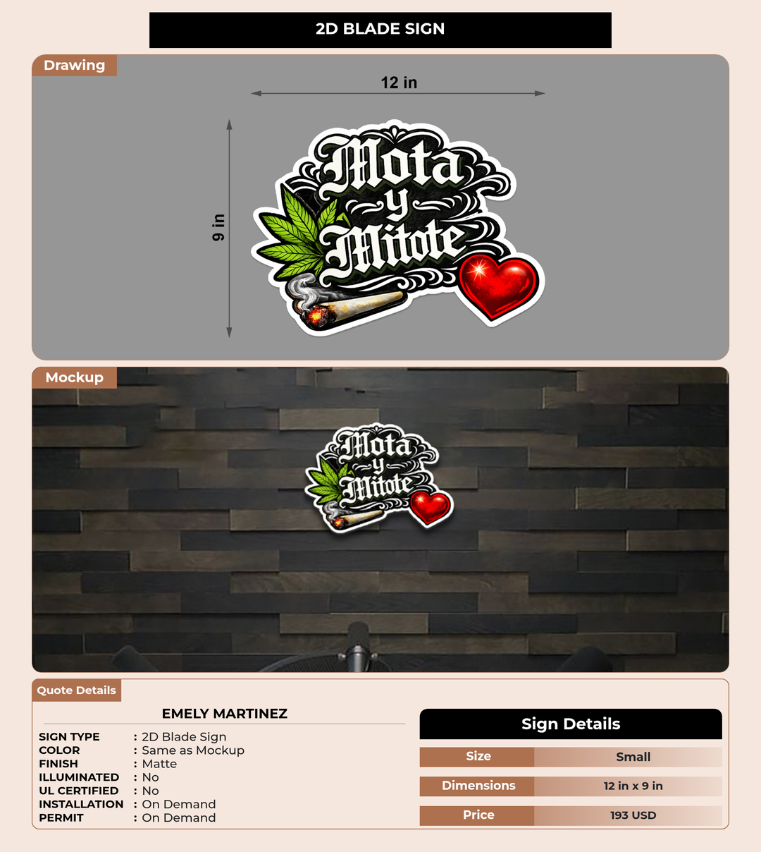 CUSTOM MOCKUP SIGN FOR Emely Martinez