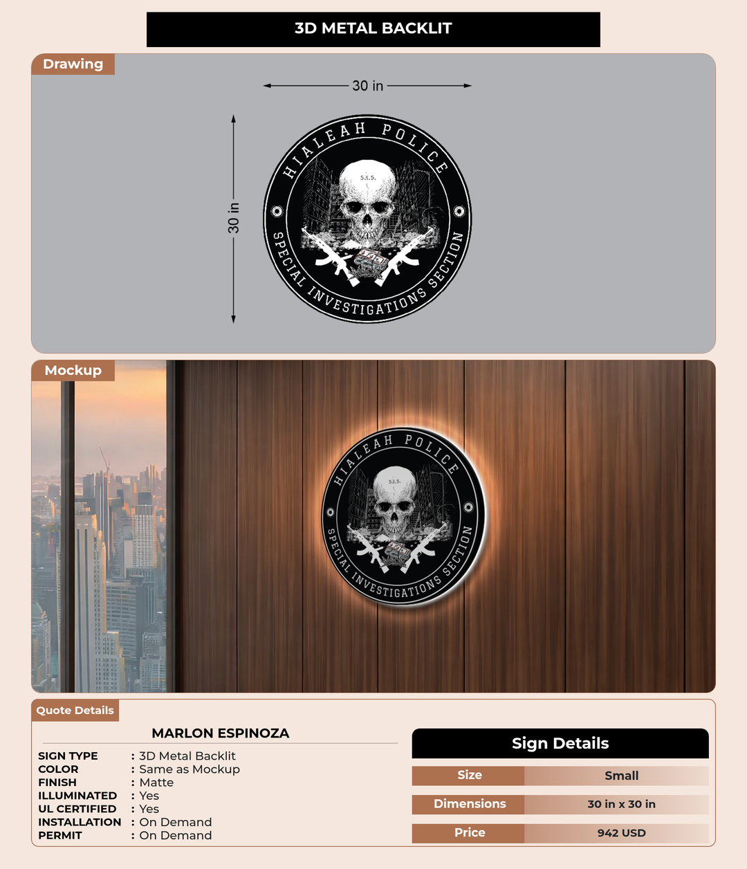 CUSTOM MOCKUP SIGN FOR Marlon Espinoza